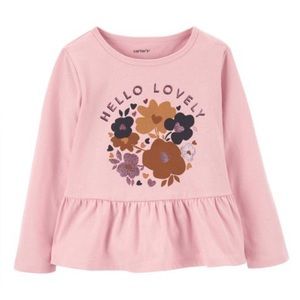 Carter's | Pink 'Hello Lovely' Long-Sleeve Peplum Tee - Infant
